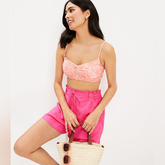 LOFT Beach Floral Cinched Cropped Bikini Top